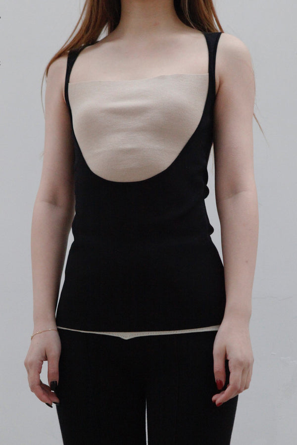 SWAYING/KNIT contrasting color silk tank vest SW23SS1T29 PS59